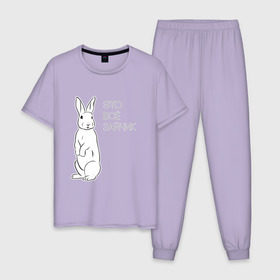 Мужская пижама хлопок с принтом Это все зайчик в Тюмени, 100% хлопок | брюки и футболка прямого кроя, без карманов, на брюках мягкая резинка на поясе и по низу штанин
 | 