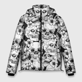 Мужская зимняя куртка 3D с принтом Черепа в цветах в Тюмени, верх — 100% полиэстер; подкладка — 100% полиэстер; утеплитель — 100% полиэстер | длина ниже бедра, свободный силуэт Оверсайз. Есть воротник-стойка, отстегивающийся капюшон и ветрозащитная планка. 

Боковые карманы с листочкой на кнопках и внутренний карман на молнии. | 23 | 8 | skull | белый | вип | дизайн | мода | новинка | новый год | подарок | праздник | скелет | стритвир | топ | тренд | треш | цветок | цветы | череп | черный
