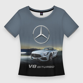 Женская футболка 3D Slim с принтом V8 Biturbo в Тюмени,  |  | amg | cool | design | mercedes | mercedes benz | motorsport | power | prestige | race | sport car | status | автоспорт | гонка | дизайн | круто | мерседес | мощь | престиж | спорткар | статус
