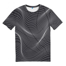 Мужская футболка 3D с принтом Абстрактные волны в Тюмени, 100% полиэфир | прямой крой, круглый вырез горловины, длина до линии бедер | Тематика изображения на принте: 