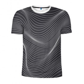 Мужская футболка 3D спортивная с принтом Абстрактные волны в Тюмени, 100% полиэстер с улучшенными характеристиками | приталенный силуэт, круглая горловина, широкие плечи, сужается к линии бедра | Тематика изображения на принте: 
