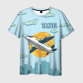Мужская футболка 3D с принтом Путешествия в Тюмени, 100% полиэфир | прямой крой, круглый вырез горловины, длина до линии бедер | travel | город | небо | облака | путешествия | самолет | солнце | тревел | туризм