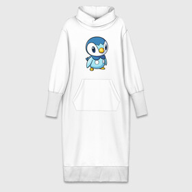 Платье удлиненное хлопок с принтом Piplup в Тюмени,  |  | piplup | пингвин | пингвиненок | пиплуп | покемон | покемоны | синий