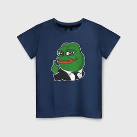 Детская футболка хлопок с принтом Pepe  в Тюмени, 100% хлопок | круглый вырез горловины, полуприлегающий силуэт, длина до линии бедер | Тематика изображения на принте: bad | dab | frog | good | kek | make pepe great again | pepe | sad | sad frog | vote for pepe | кек | лягушка | мем | мемы | пепе | со смыслом | фрог