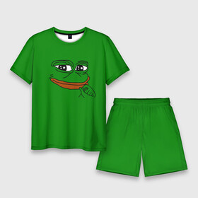 Мужской костюм с шортами 3D с принтом Pepe в Тюмени,  |  | bad | dab | frog | good | kek | make pepe great again | pepe | sad | sad frog | vote for pepe | кек | лягушка | мем | мемы | пепе | со смыслом | фрог
