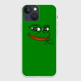 Чехол для iPhone 13 mini с принтом Pepe в Тюмени,  |  | Тематика изображения на принте: bad | dab | frog | good | kek | make pepe great again | pepe | sad | sad frog | vote for pepe | кек | лягушка | мем | мемы | пепе | со смыслом | фрог