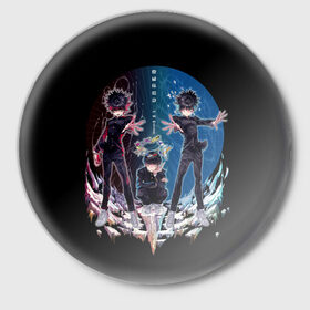 Значок с принтом Моб Психо 100 в Тюмени,  металл | круглая форма, металлическая застежка в виде булавки | Тематика изображения на принте: 