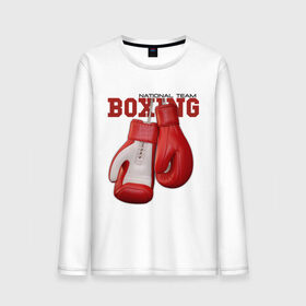 Мужской лонгслив хлопок с принтом National Team Boxing в Тюмени, 100% хлопок |  | бокс | перчатки