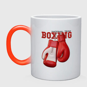 Кружка хамелеон с принтом National Team Boxing в Тюмени, керамика | меняет цвет при нагревании, емкость 330 мл | бокс | перчатки