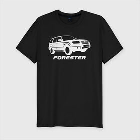 Мужская футболка премиум с принтом Subaru Forester в Тюмени, 92% хлопок, 8% лайкра | приталенный силуэт, круглый вырез ворота, длина до линии бедра, короткий рукав | forester | subaru | subaru forester