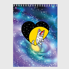 Скетчбук с принтом Cosmos в Тюмени, 100% бумага
 | 48 листов, плотность листов — 100 г/м2, плотность картонной обложки — 250 г/м2. Листы скреплены сверху удобной пружинной спиралью | Тематика изображения на принте: cat | cosmos | heart | kitten | moon | stars | звезды | космос | кот | котенок | кошка | луна | сердце