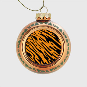 Стеклянный ёлочный шар с принтом Тигр в Тюмени, Стекло | Диаметр: 80 мм | животное | зверь | кардашьян | ким | кот | лев | оранжевый | полосы | рыжий | тигр | черный