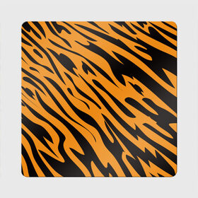 Магнит виниловый Квадрат с принтом Тигр в Тюмени, полимерный материал с магнитным слоем | размер 9*9 см, закругленные углы | Тематика изображения на принте: животное | зверь | кардашьян | ким | кот | лев | оранжевый | полосы | рыжий | тигр | черный