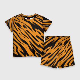 Детский костюм с шортами 3D с принтом Тигр в Тюмени,  |  | животное | зверь | кардашьян | ким | кот | лев | оранжевый | полосы | рыжий | тигр | черный
