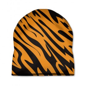 Шапка 3D с принтом Тигр в Тюмени, 100% полиэстер | универсальный размер, печать по всей поверхности изделия | Тематика изображения на принте: животное | зверь | кардашьян | ким | кот | лев | оранжевый | полосы | рыжий | тигр | черный