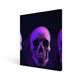 Холст квадратный с принтом Токсичный череп в Тюмени, 100% ПВХ |  | 3d | 3д | голограмма | иллюзия | кости | розовый | синий | скелет | ультра | фиолетовый | череп | черный