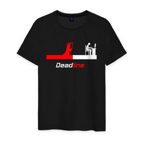 Мужская футболка хлопок с принтом Deadline в Тюмени, 100% хлопок | прямой крой, круглый вырез горловины, длина до линии бедер, слегка спущенное плечо. | fead | line | дедлайн | коса | линия | программист | проект | работа | сдача | сроки