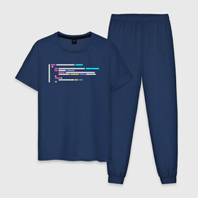 Мужская пижама хлопок с принтом Подсветка синтаксиса кода в Тюмени, 100% хлопок | брюки и футболка прямого кроя, без карманов, на брюках мягкая резинка на поясе и по низу штанин
 | Тематика изображения на принте: 1с | c | highlighter | java | javascript | php | programmer | sql | syntax | код | компьютер | программа | с++ | сисадмин