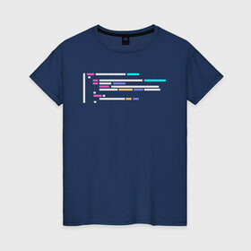 Женская футболка хлопок с принтом Подсветка синтаксиса кода в Тюмени, 100% хлопок | прямой крой, круглый вырез горловины, длина до линии бедер, слегка спущенное плечо | 1с | c | highlighter | java | javascript | php | programmer | sql | syntax | код | компьютер | программа | с++ | сисадмин