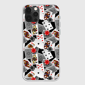 Чехол для iPhone 12 Pro с принтом Игральные карты в Тюмени, силикон | область печати: задняя сторона чехла, без боковых панелей | буны | вольты | графика | дамы | десятки | игра | игральные | иллюстрация | казино | картинка | карты | коллаж | короли | красные | крести | масть | мода | орнамент | пики | покер | разбросаны | рисунок