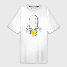 Платье-футболка хлопок с принтом Унесённые призраками в Тюмени,  |  | Тематика изображения на принте: anime | no face | spirited away | аниме | безликий | безликий бог каонаси | каонаси | миядзаки | мультфильм | сэн | тихиро | унесённые призраками