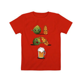 Детская футболка хлопок с принтом Хмель и Солод в Тюмени, 100% хлопок | круглый вырез горловины, полуприлегающий силуэт, длина до линии бедер | Тематика изображения на принте: солод | хмель