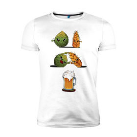 Мужская футболка премиум с принтом Хмель и Солод в Тюмени, 92% хлопок, 8% лайкра | приталенный силуэт, круглый вырез ворота, длина до линии бедра, короткий рукав | солод | хмель