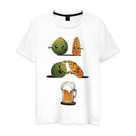 Мужская футболка хлопок с принтом Хмель и Солод в Тюмени, 100% хлопок | прямой крой, круглый вырез горловины, длина до линии бедер, слегка спущенное плечо. | солод | хмель