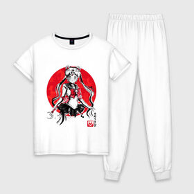 Женская пижама хлопок с принтом Sailor Moon (Suibokuga Ver ) в Тюмени, 100% хлопок | брюки и футболка прямого кроя, без карманов, на брюках мягкая резинка на поясе и по низу штанин | sailor moon | usagi tsukino | сейлор мун | усаги цукино