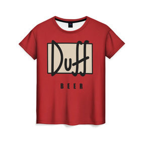 Женская футболка 3D с принтом Duff в Тюмени, 100% полиэфир ( синтетическое хлопкоподобное полотно) | прямой крой, круглый вырез горловины, длина до линии бедер | beer | duff | duff beer | simpsons | симпсоны