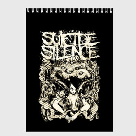 Скетчбук с принтом Suicide Silence в Тюмени, 100% бумага
 | 48 листов, плотность листов — 100 г/м2, плотность картонной обложки — 250 г/м2. Листы скреплены сверху удобной пружинной спиралью | metal | suicide silence | грув метал | группы | дэткор | метал | музыка | ню метал | рок