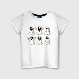 Детская футболка хлопок с принтом Ghost в Тюмени, 100% хлопок | круглый вырез горловины, полуприлегающий силуэт, длина до линии бедер | fear | ghost | halloween | horror | приведение | призрак | ужас | хэллоуин