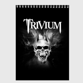 Скетчбук с принтом Trivium в Тюмени, 100% бумага
 | 48 листов, плотность листов — 100 г/м2, плотность картонной обложки — 250 г/м2. Листы скреплены сверху удобной пружинной спиралью | trivium | грув метал | группы | метал | музыка | рок | тривиум | трэш метал | хеви метал