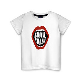 Детская футболка хлопок с принтом Billie Eilish в Тюмени, 100% хлопок | круглый вырез горловины, полуприлегающий силуэт, длина до линии бедер | music | pop | айлиш | билли | музыка