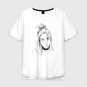 Мужская футболка хлопок Oversize с принтом Billie Eilish в Тюмени, 100% хлопок | свободный крой, круглый ворот, “спинка” длиннее передней части | music | pop | айлиш | билли | музыка
