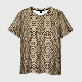 Мужская футболка 3D с принтом Кожа питона в Тюмени, 100% полиэфир | прямой крой, круглый вырез горловины, длина до линии бедер | змей | змея | кобра | кожа | питон | удав | хладнокровное | чешуя