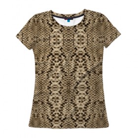 Женская футболка 3D с принтом Кожа питона в Тюмени, 100% полиэфир ( синтетическое хлопкоподобное полотно) | прямой крой, круглый вырез горловины, длина до линии бедер | змей | змея | кобра | кожа | питон | удав | хладнокровное | чешуя
