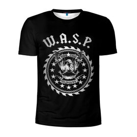 Мужская футболка 3D спортивная с принтом W.A.S.P. в Тюмени, 100% полиэстер с улучшенными характеристиками | приталенный силуэт, круглая горловина, широкие плечи, сужается к линии бедра | w.a.s.p. | wasp | глэм метал | группы | метал | музыка | рок | хард рок | хэви метал | шок рок