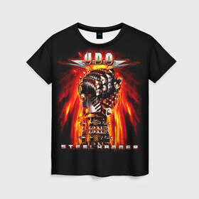 Женская футболка 3D с принтом U.D.O. в Тюмени, 100% полиэфир ( синтетическое хлопкоподобное полотно) | прямой крой, круглый вырез горловины, длина до линии бедер | heavy metal | metal | u.d.o. | udo | группы | метал | музыка | пауэр метал | рок | удо диркшнайдер | хэви метал