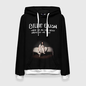 Женская толстовка 3D с принтом Billie Eilish в Тюмени, 100% полиэстер  | двухслойный капюшон со шнурком для регулировки, мягкие манжеты на рукавах и по низу толстовки, спереди карман-кенгуру с мягким внутренним слоем. | ailish | billi | billie eilish | bury a friend | copycat | crown | dont smile at me | lovely | music | my boy | party favor | pop | били | билли айлиш | музыка | певица | поп | эйлиш