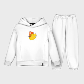 Детский костюм хлопок Oversize с принтом DUCKrio в Тюмени,  |  | Тематика изображения на принте: duck | duckpack | game | gamer | желтый | игра | марио | милый | усы | утенок | утка