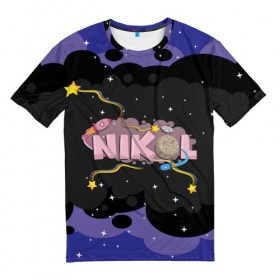 Мужская футболка 3D с принтом Nikol space в Тюмени, 100% полиэфир | прямой крой, круглый вырез горловины, длина до линии бедер | nikol | nikolcrazyfamily