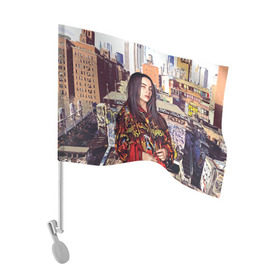 Флаг для автомобиля с принтом Billie Eilish в Тюмени, 100% полиэстер | Размер: 30*21 см | билли айлиш | певица