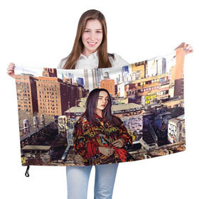 Флаг 3D с принтом Billie Eilish в Тюмени, 100% полиэстер | плотность ткани — 95 г/м2, размер — 67 х 109 см. Принт наносится с одной стороны | билли айлиш | певица