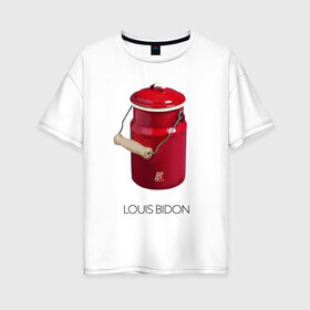 Женская футболка хлопок Oversize с принтом Louis Bidon в Тюмени, 100% хлопок | свободный крой, круглый ворот, спущенный рукав, длина до линии бедер
 | антитренд | луи витон