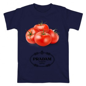 Мужская футболка хлопок с принтом PRADAM в Тюмени, 100% хлопок | прямой крой, круглый вырез горловины, длина до линии бедер, слегка спущенное плечо. | антитренд | прада