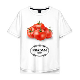 Мужская футболка хлопок Oversize с принтом PRADAM в Тюмени, 100% хлопок | свободный крой, круглый ворот, “спинка” длиннее передней части | антитренд | прада