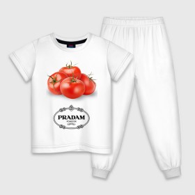 Детская пижама хлопок с принтом PRADAM в Тюмени, 100% хлопок |  брюки и футболка прямого кроя, без карманов, на брюках мягкая резинка на поясе и по низу штанин
 | антитренд | прада