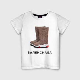 Детская футболка хлопок с принтом Валенсиаga в Тюмени, 100% хлопок | круглый вырез горловины, полуприлегающий силуэт, длина до линии бедер | balenciaga | антитренд | баленсиага
