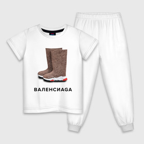 Детская пижама хлопок с принтом Валенсиаga в Тюмени, 100% хлопок |  брюки и футболка прямого кроя, без карманов, на брюках мягкая резинка на поясе и по низу штанин
 | balenciaga | антитренд | баленсиага